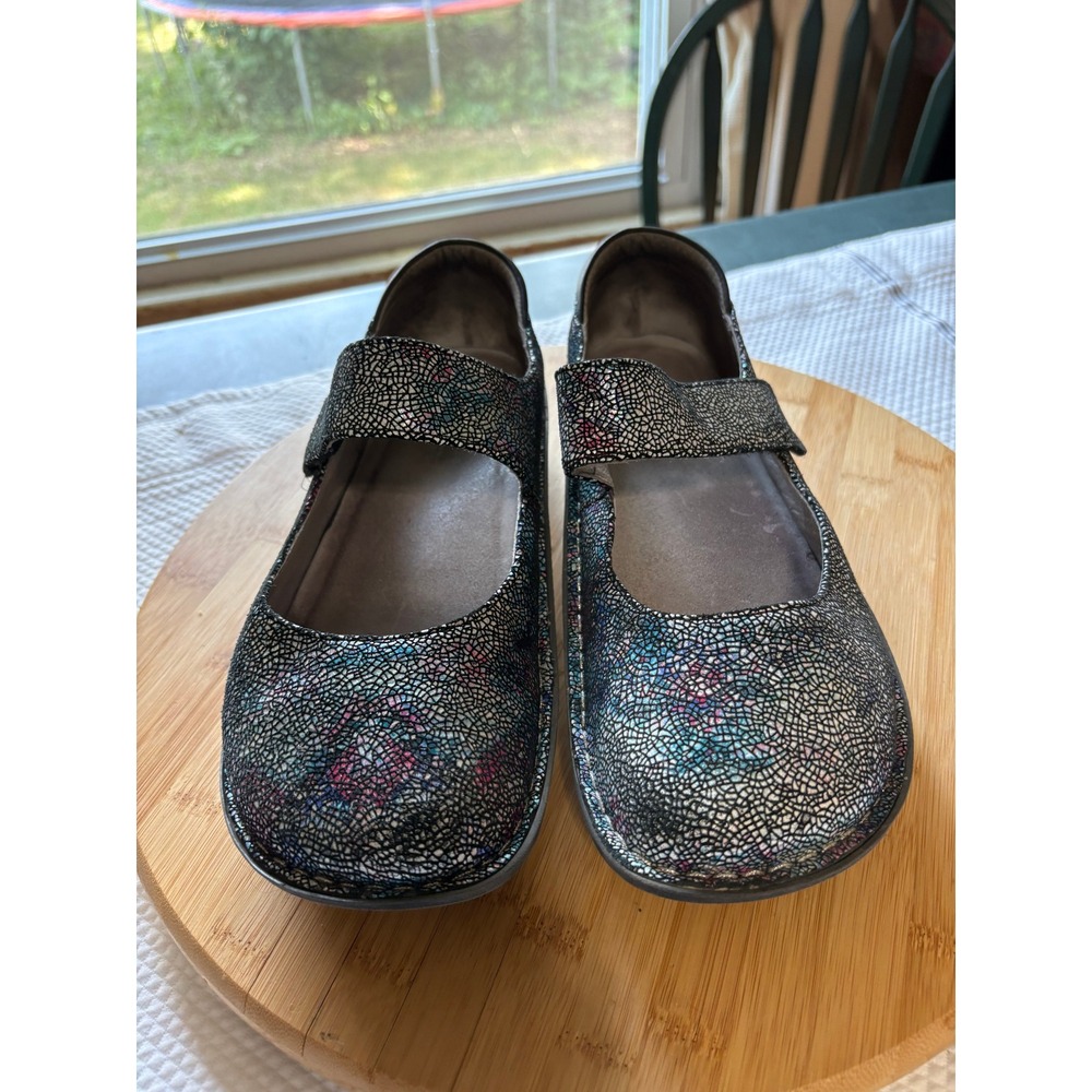 Alegria Debra Mary Jane Shoes Rainbow Crackle Leather Comfort Casual‎ Women's
